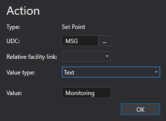 Sample Set Point Action configuration